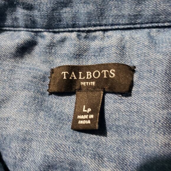 Talbots Button-up Denim Shirt Women's PL Blue Rhinestone Embellished Long Sleeve - Picture 5 of 8